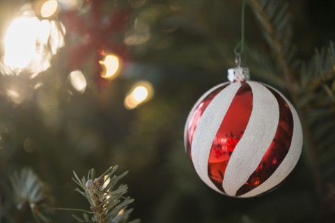 Christmas bauble on Christmas tree