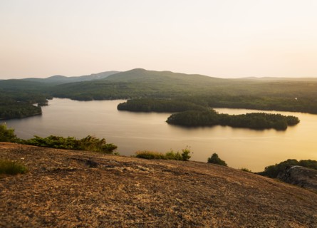 Landscape with lake at sunset