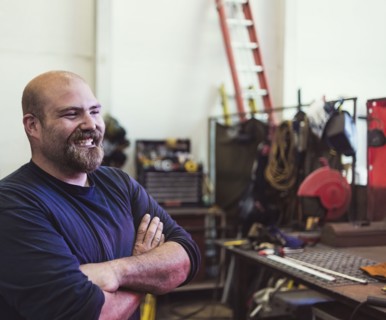 Portrait of welder in workshop