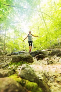 Female hiker in forest