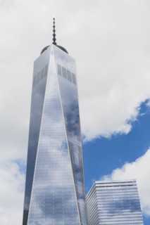 Low angle view of One World Trade Center against sky
