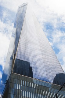 Low angle view of One World Trade Center against sky