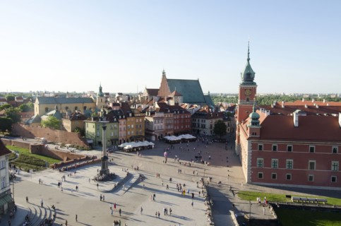 Elevated view of town square