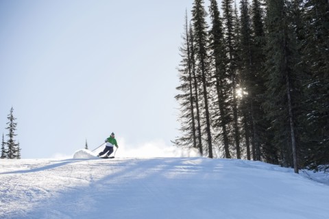 Man skiing downhill