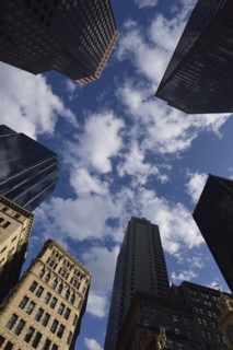 Low angle view of office buildings in Financial District