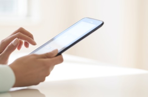 Hands using tablet pc.