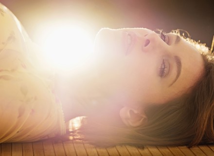 Portrait of beautiful woman with brown hair.