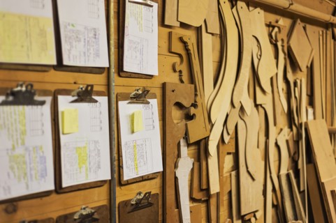 Wall in carpentry workshop
