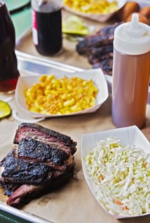 Grilled meat and salad