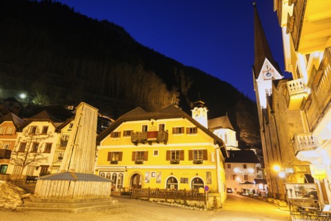 Illuminated town at night