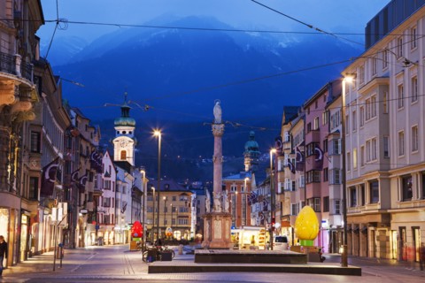 Town square at dusk