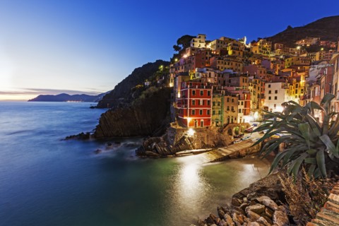 Coastal town at night
