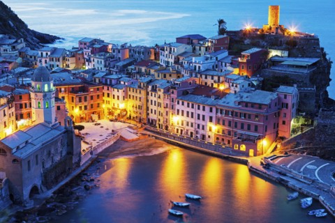 Aerial view of coastal town