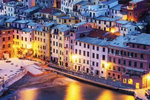 Aerial view of coastal town