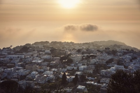 Town at sunset