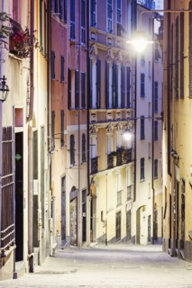 Streets of Genoa Historical Center at dusk