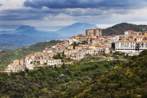 Townscape in mountainous landscape
