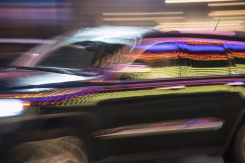 Reflection in car at night
