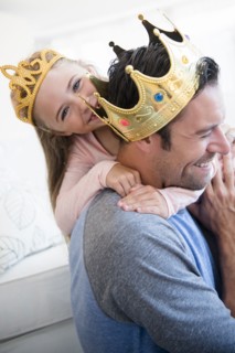 Daughter (6-7) hugging father