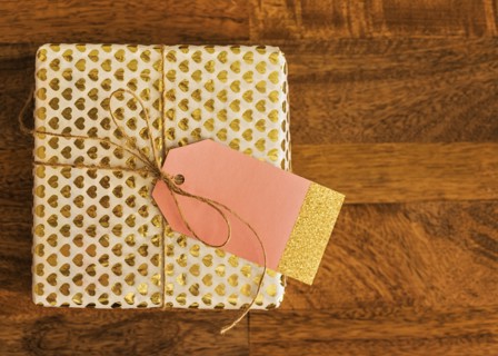 Wrapped gift for Valentine's Day