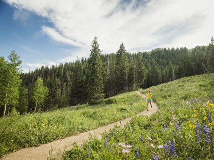 Mature woman running outdoors