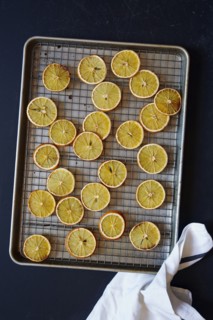 Slices of orange on cooling rack
