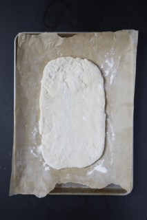 Pizza dough on wax paper