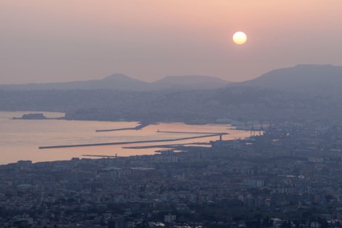 Sunset over city