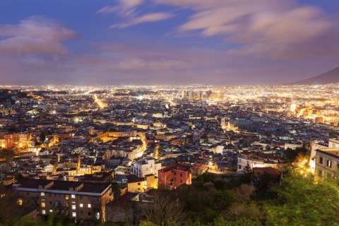 Illuminated city at night
