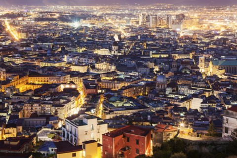 Panorama of city at night