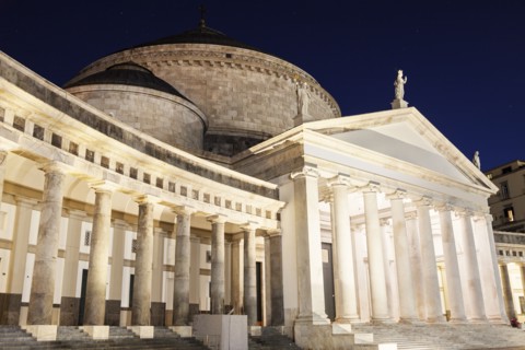 San Francesco di Paola Church on Piazza Plebiscito at night