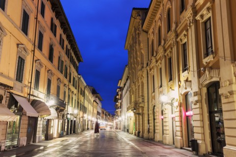Old town street at night