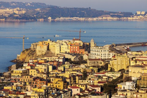 Pozzuoli townscape at sunset