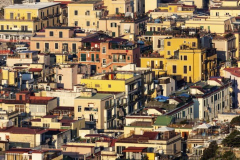 Pozzuoli townscape at sunset
