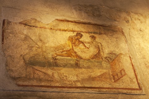 Fresco on old stone wall