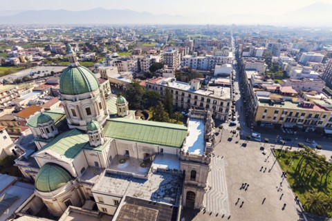Elevated view of Shrine of Virgin of Rosary of Pompeii