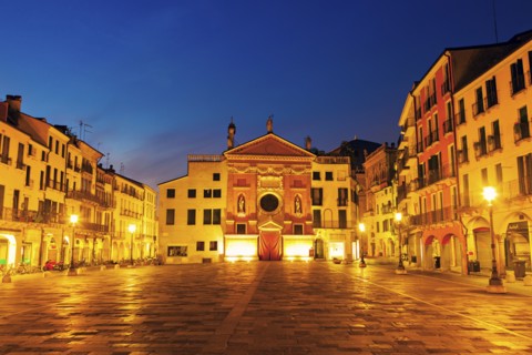 San Clemente Church on Piazza dei Signori at dusk
