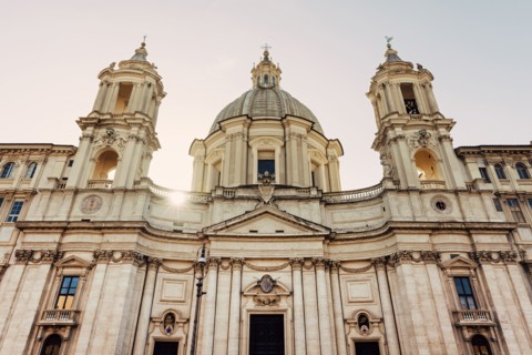 Facade of Church of Sant'Agnese in Agone against sky