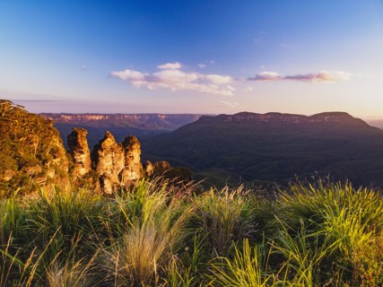Scenic mountain landscape at sunset