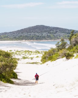 Mid adult man walking on beach