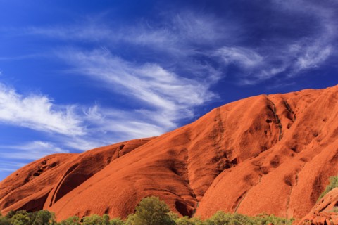 Mountains against blue sky
