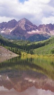 Mountains reflecting in lake