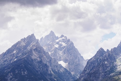 Mountain peaks in clouds