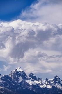 Mountain peaks in clouds