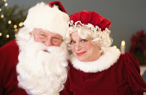 Portrait of Santa and Mrs. Claus.