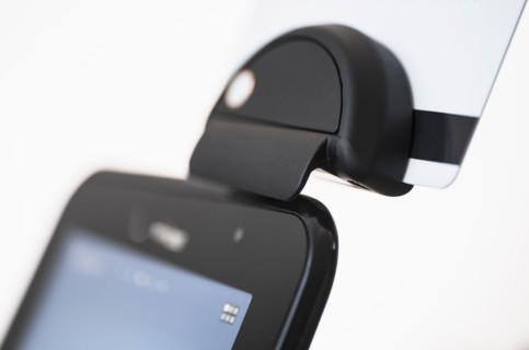Smart phone with credit card reader.