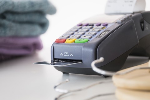 Credit card reader on counter.