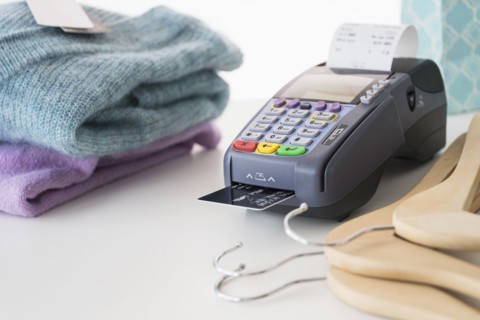 Credit card reader on counter.