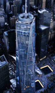 Aerial view of One World Trade Center. USA, New York, New York City.