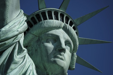 Statue of Liberty against clear sky. USA, New York, New York City.